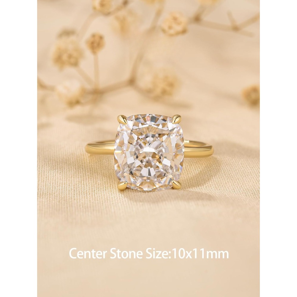Women's S925 Silver Big Solitaire Ring with Lab Grown Moissanite